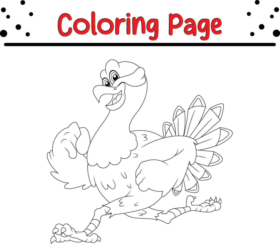 Happy Thanksgiving coloring page for children. Turkey coloring book. vector