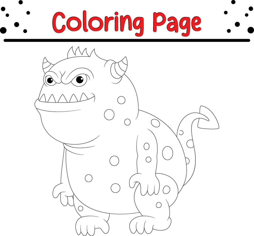 Cute cartoon Monster coloring page. Children's black and white illustration. vector