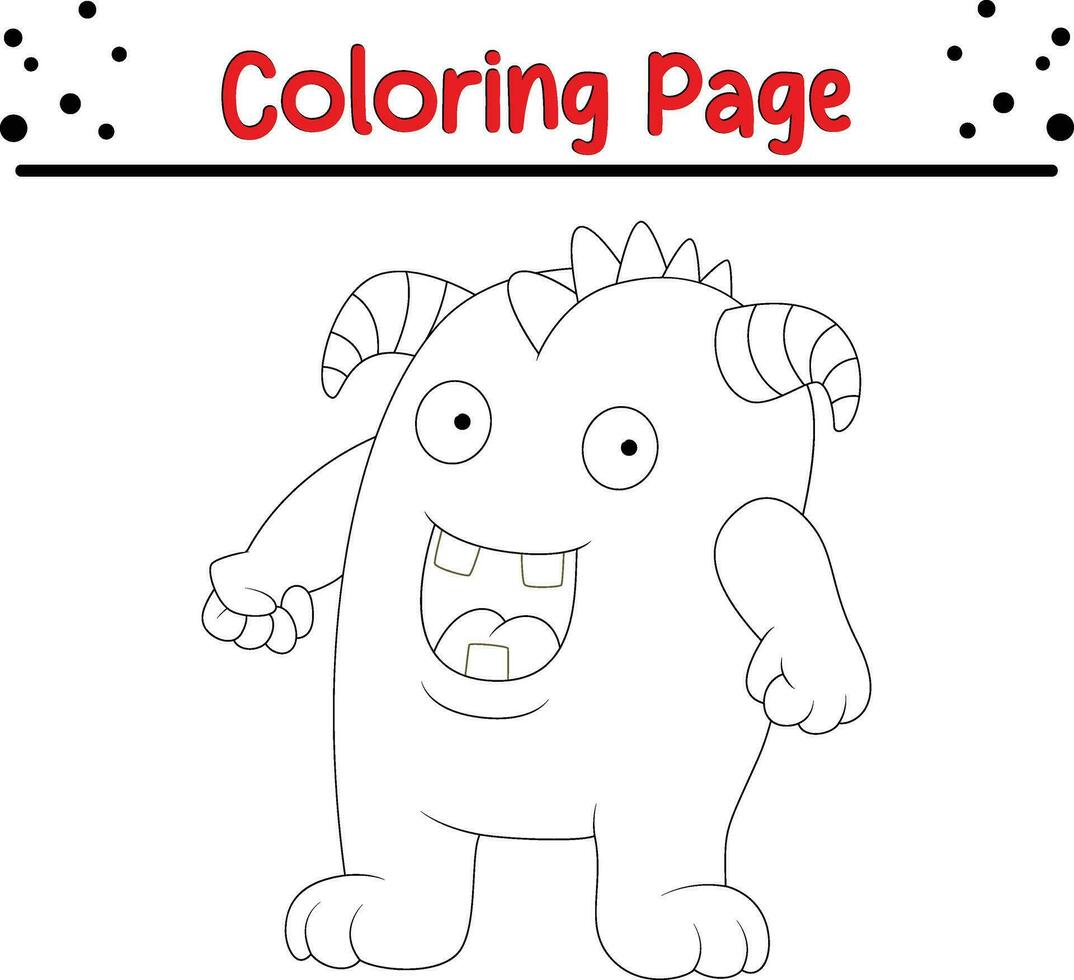 linda dibujos animados monstruo colorante página. para niños negro y blanco ilustración. vector