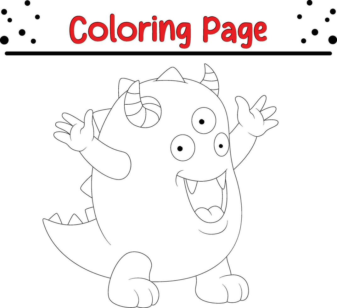 Cute cartoon Monster coloring page. Children's black and white illustration. vector