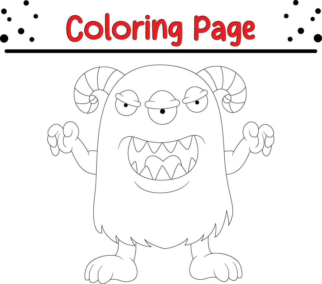 linda dibujos animados monstruo colorante página. para niños negro y blanco ilustración. vector