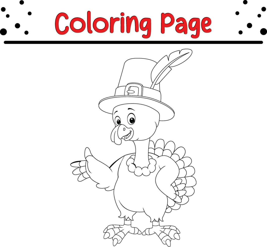 Happy Thanksgiving coloring page for children. Turkey coloring book. vector
