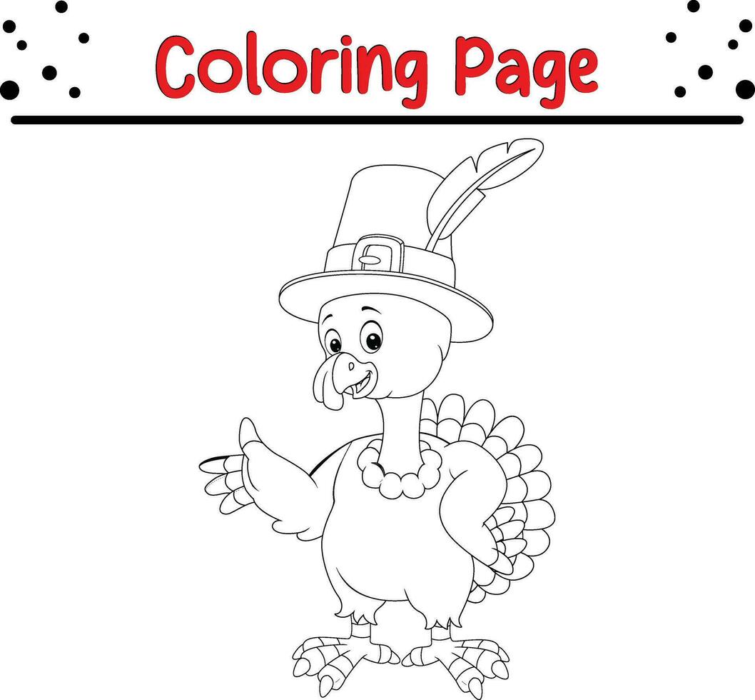 contento acción de gracias colorante página para niños. Turquía colorante libro. vector