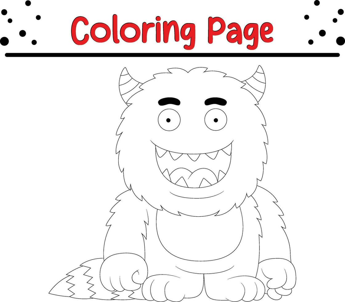 Cute cartoon Monster coloring page. Children's black and white illustration. vector