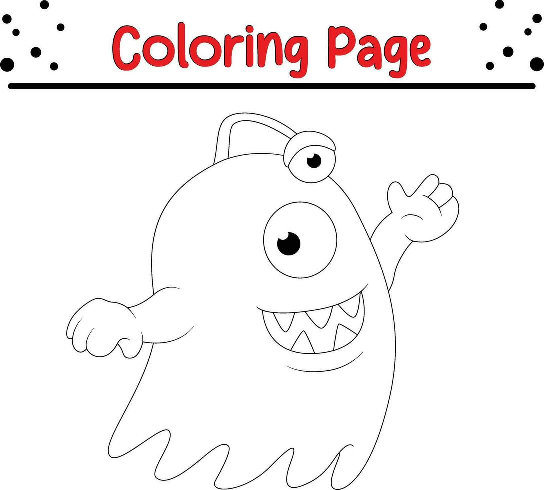 Cute cartoon Monster coloring page. Children's black and white illustration. vector