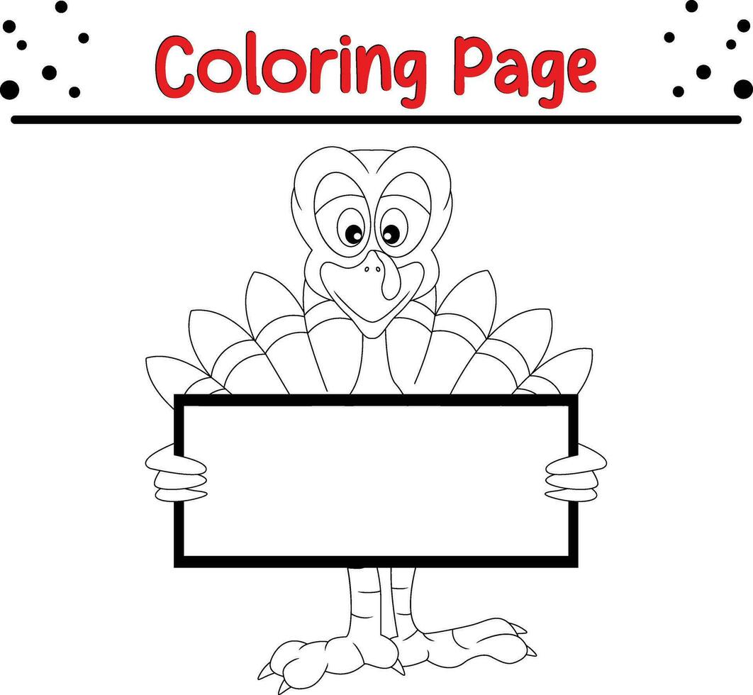 Happy Thanksgiving day carton character coloring page. Vector black and white thanksgiving coloring book.