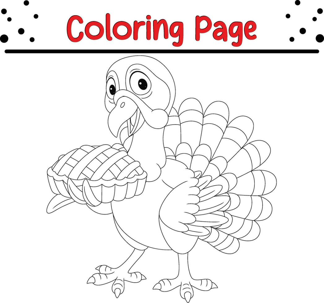 Happy Thanksgiving coloring page for children. Turkey coloring book. vector
