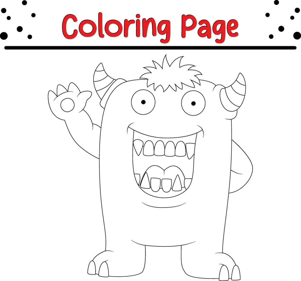 Cute cartoon Monster coloring page. Children's black and white illustration. vector