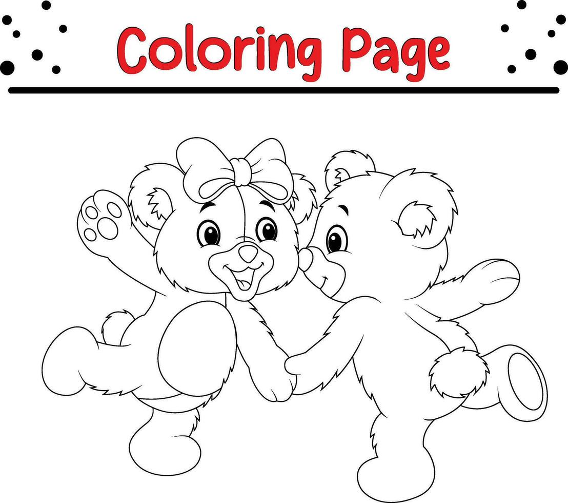 Cute Bear Coloring Page for Kids. Happy Animal coloring book for kids. vector