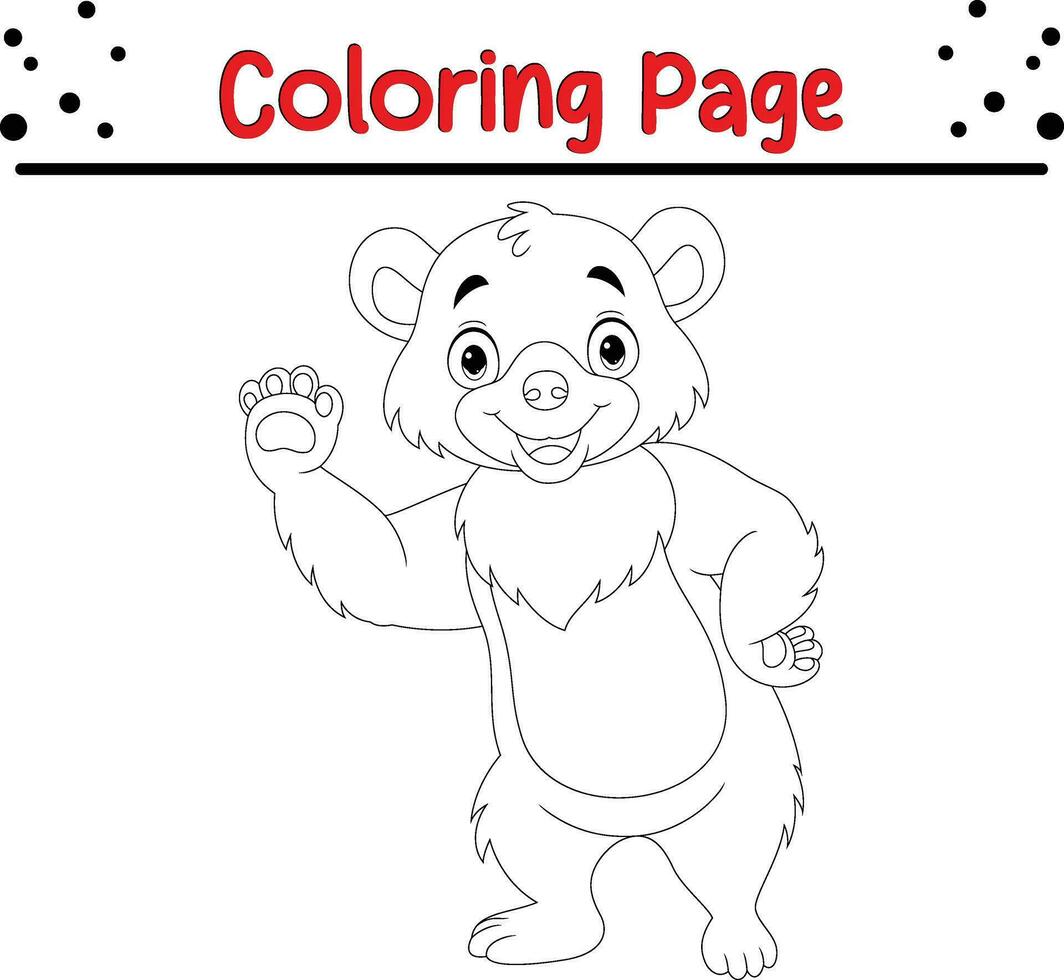 Cute Bear Coloring Page for Kids. Happy Animal coloring book for kids. vector