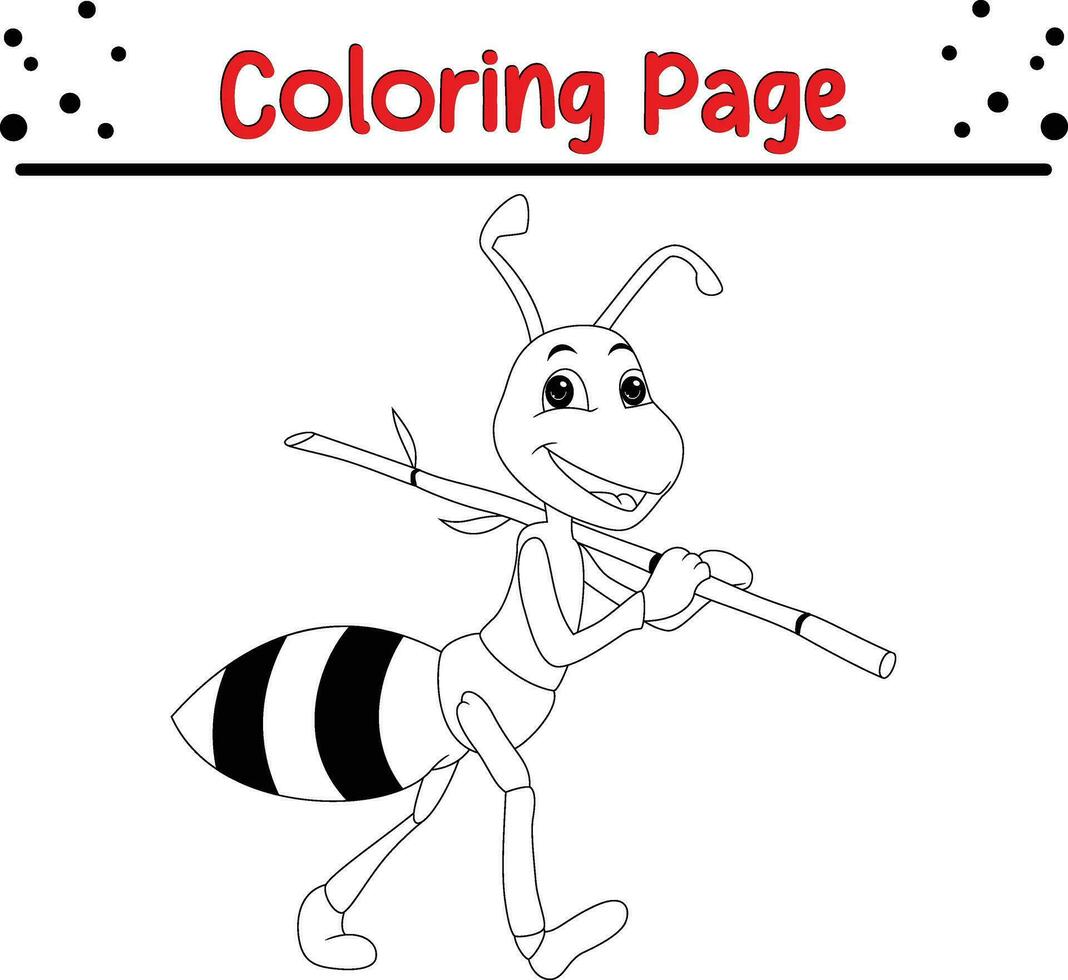 Cute Ant coloring page for children vector