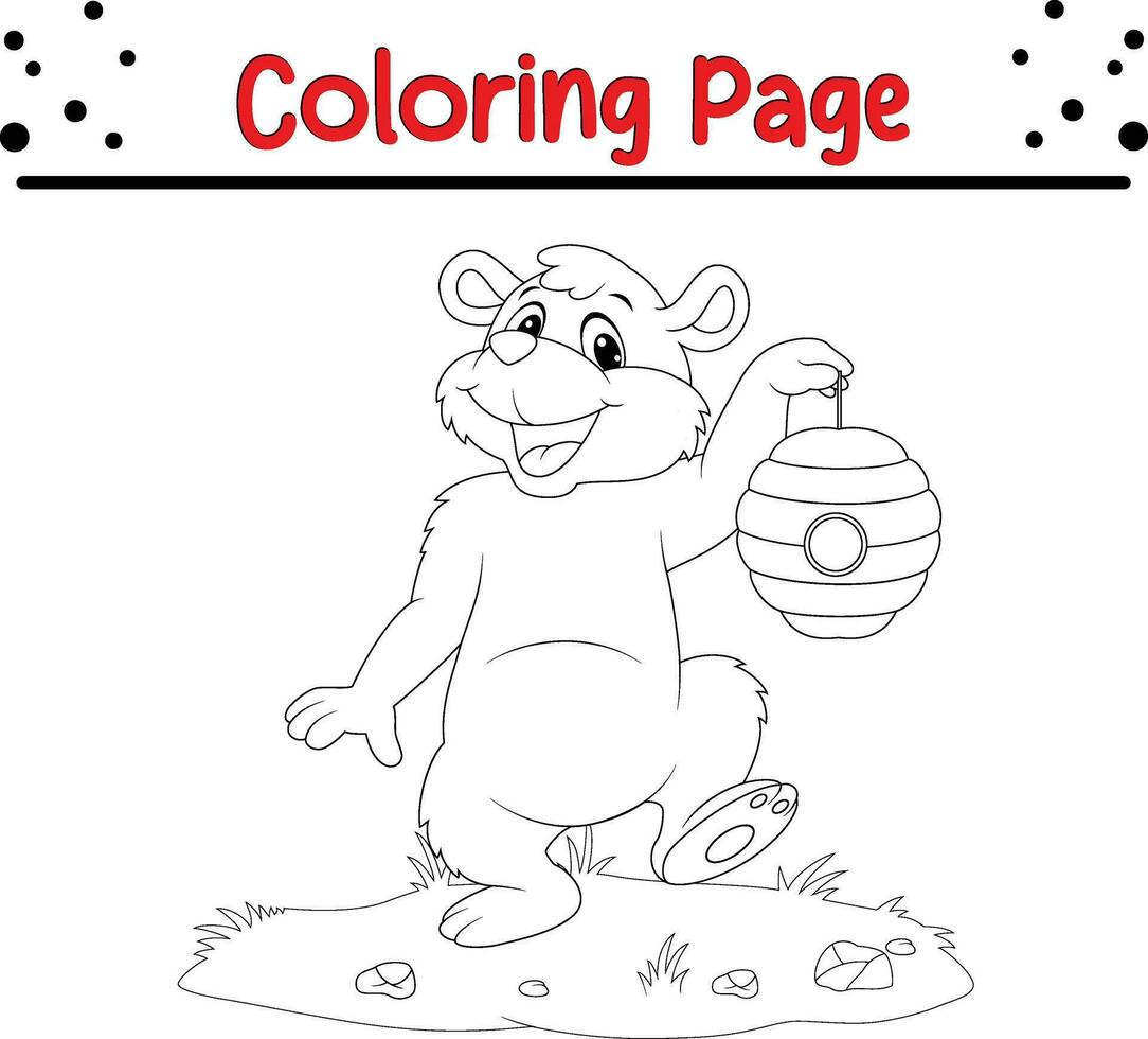 baby Bear Coloring Page for Kids. Happy Animal coloring book for kids. vector