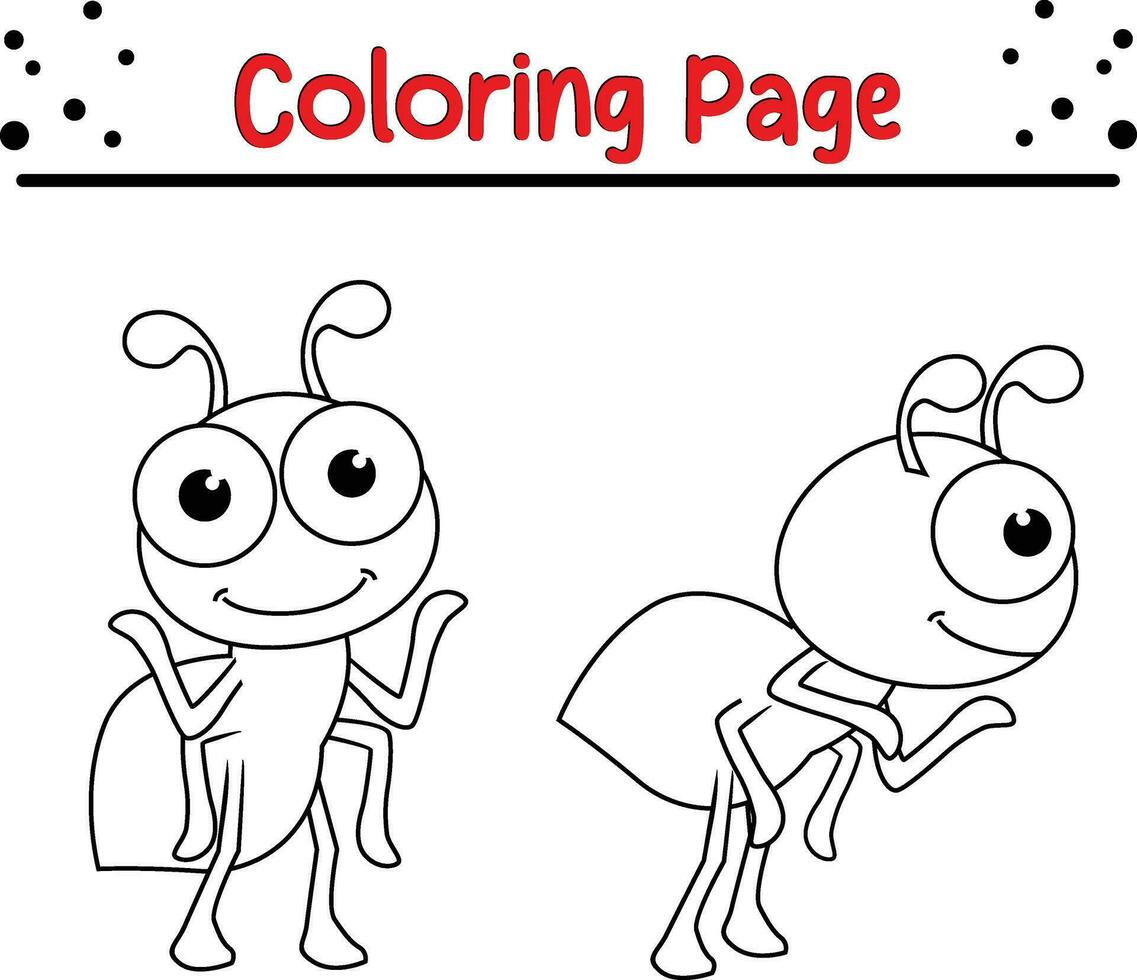 Cute Ant coloring page for children vector