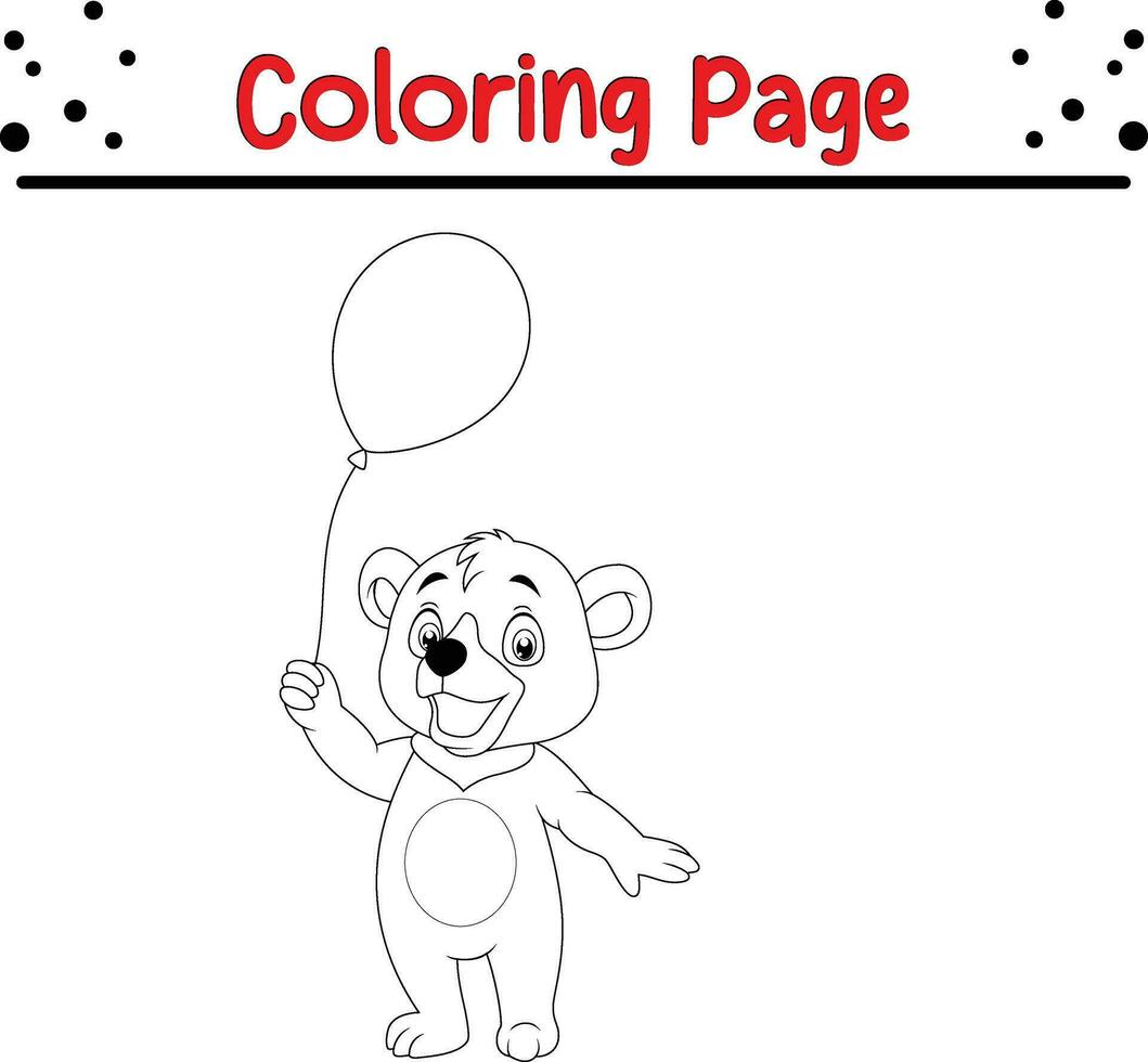 Funny Bear Coloring Page for Kids. Happy Animal coloring book for kids. vector