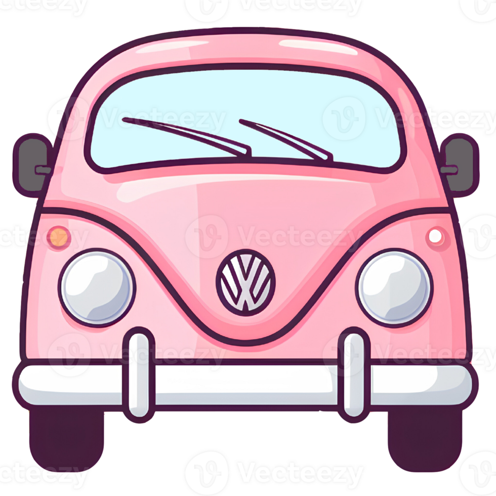 mignonne voiture rose dessin animé ai génératif png