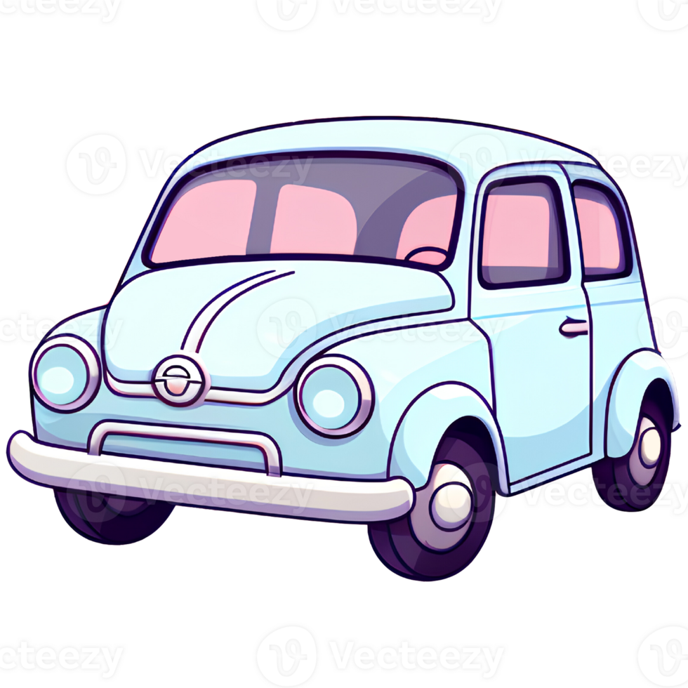 cute car pink cartoon ai generative png