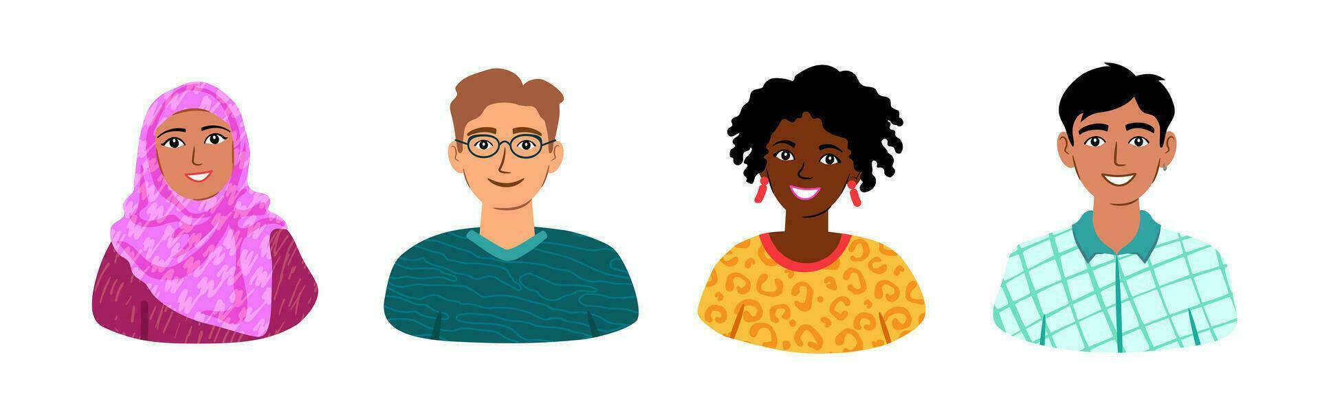 Four young people diverse students coworkers vector