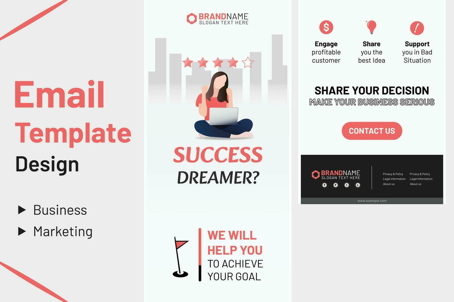 Email Newsletter Template Design Illustration. Suitable graphic for  Marketing, Business Strategy Discussions. Pink and Black colors variations. vector