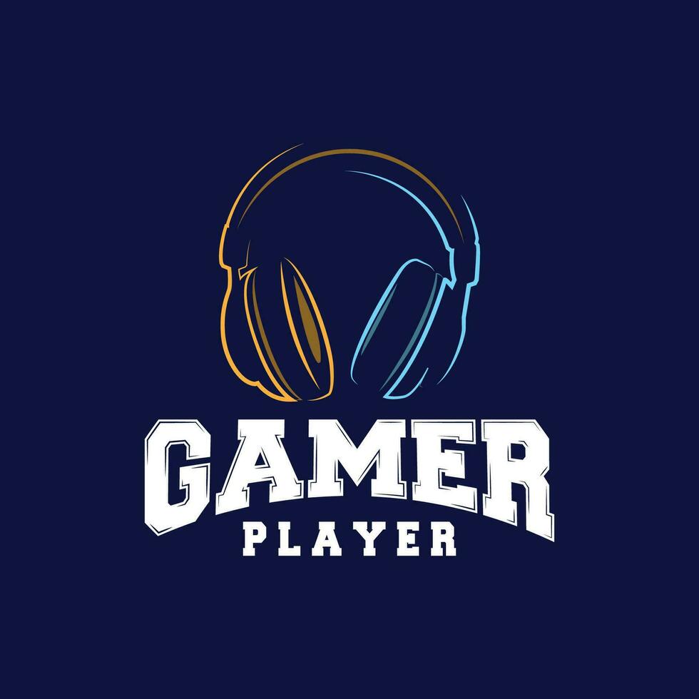 Headset Logo Design Simple Headset Gamer Illustration Template vector