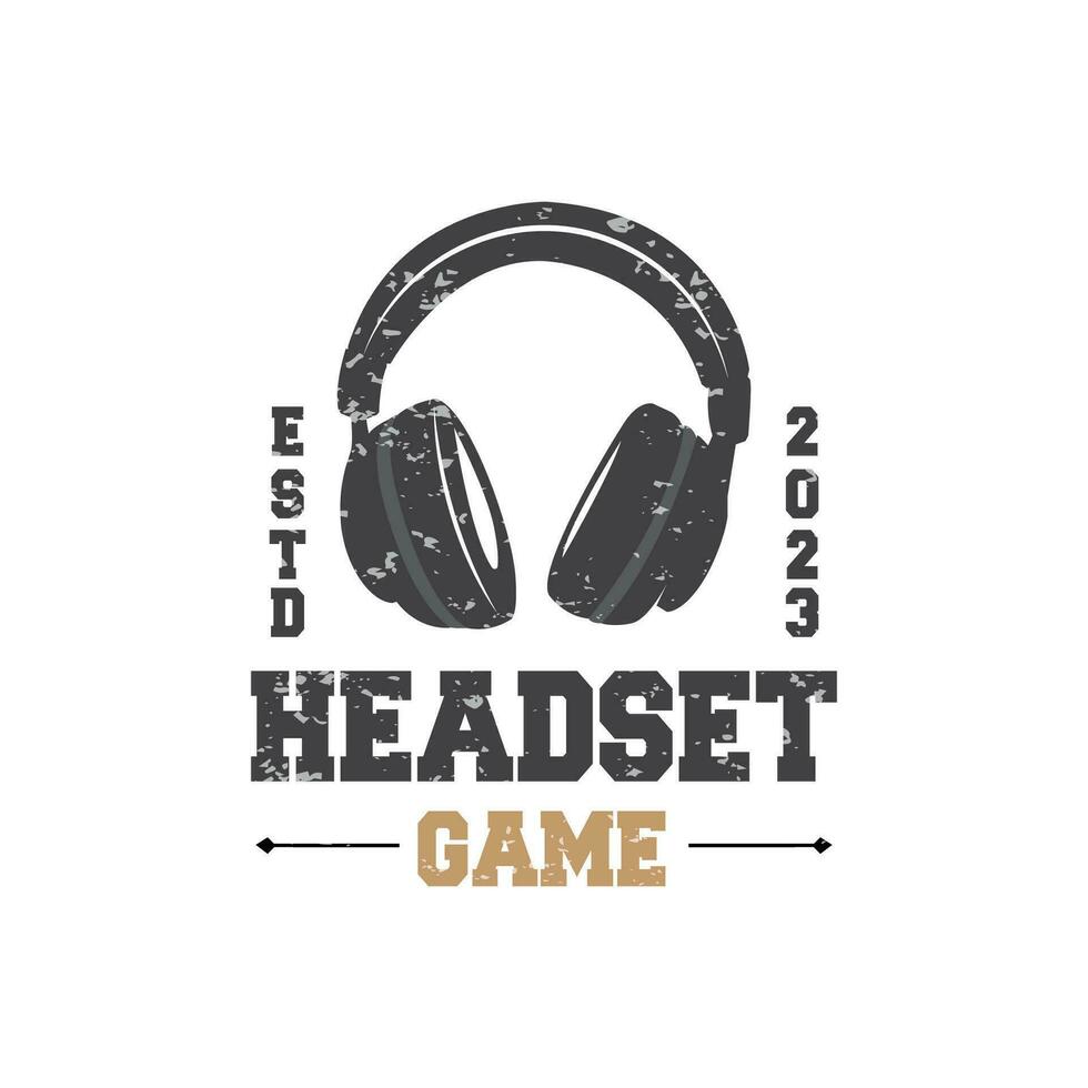 Headset Logo Design Simple Headset Gamer Illustration Template vector