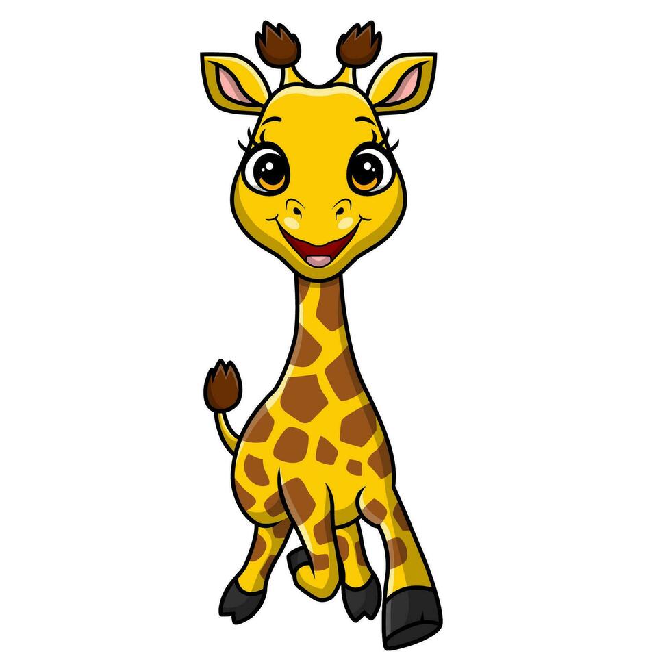 Cute little giraffe cartoon on white background vector