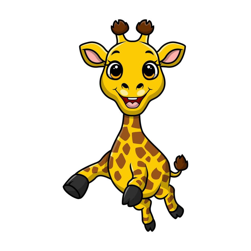 Cute little giraffe cartoon on white background vector