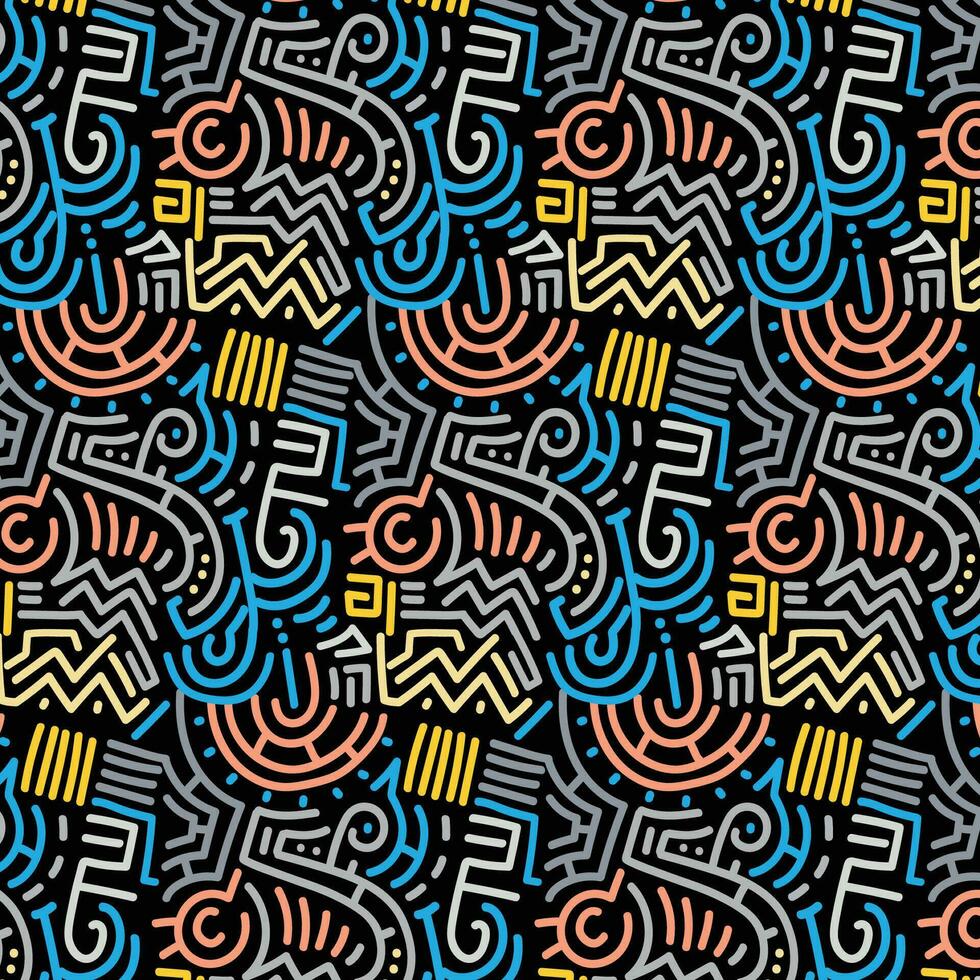 Geometric abstract doddle seamless pattern vector