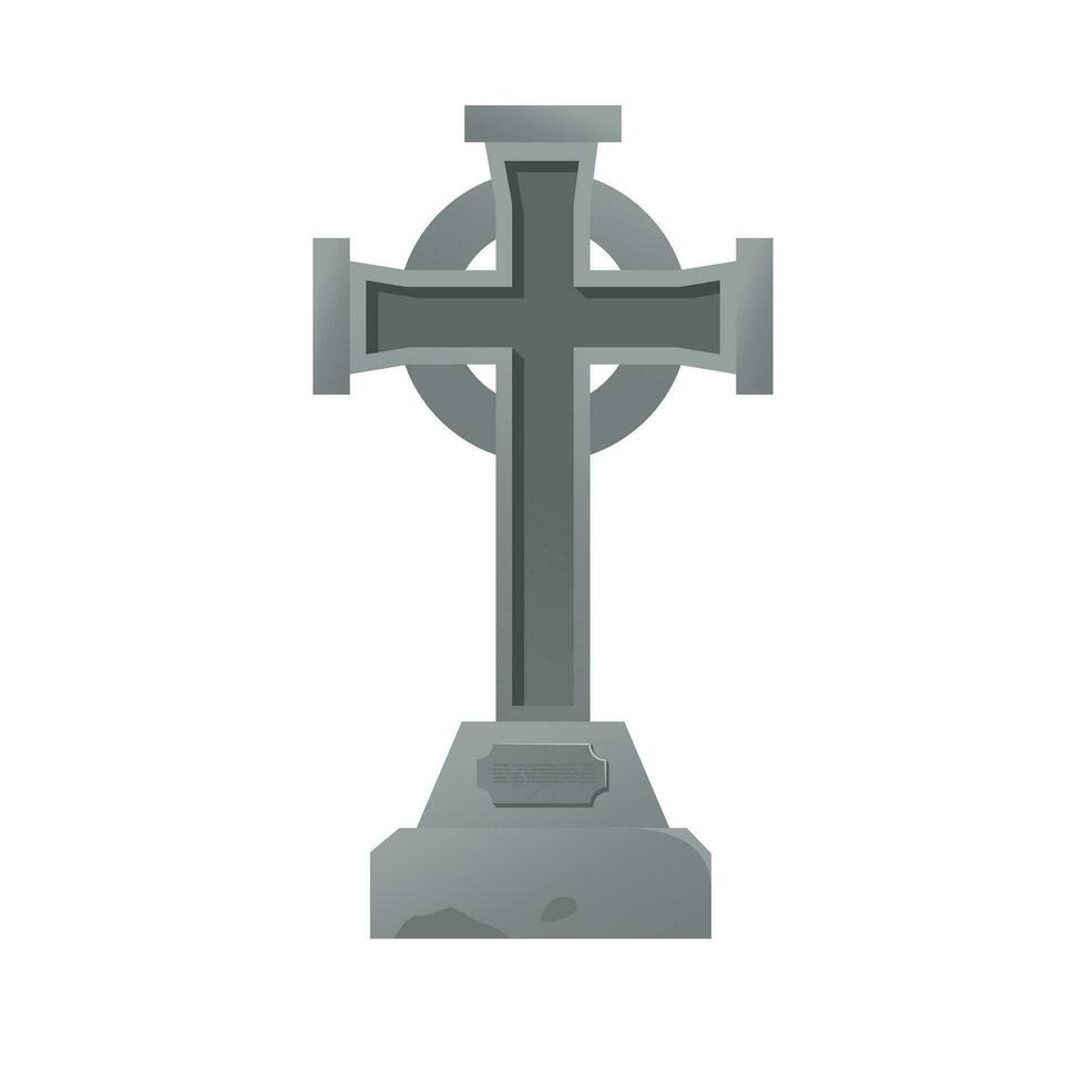 Gravestones vector illustration isolated cartoon style with Cross signs template element editable