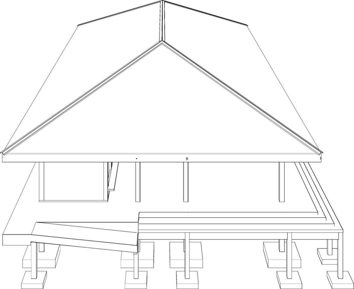 3D illustration of building structure vector