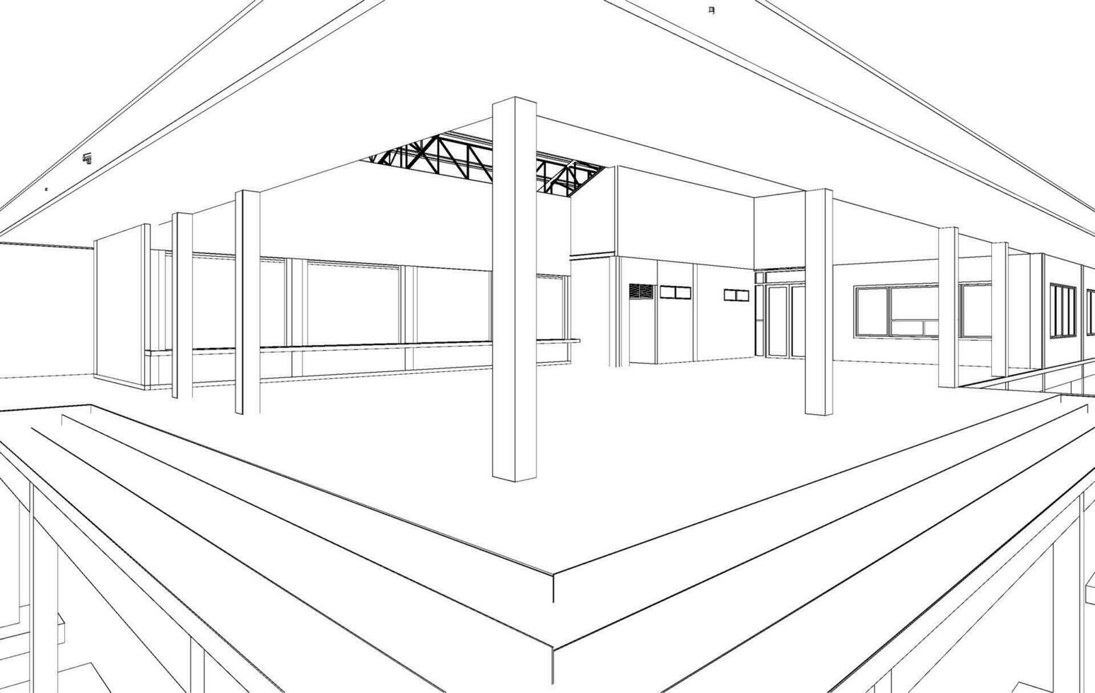 3D illustration of building structure vector