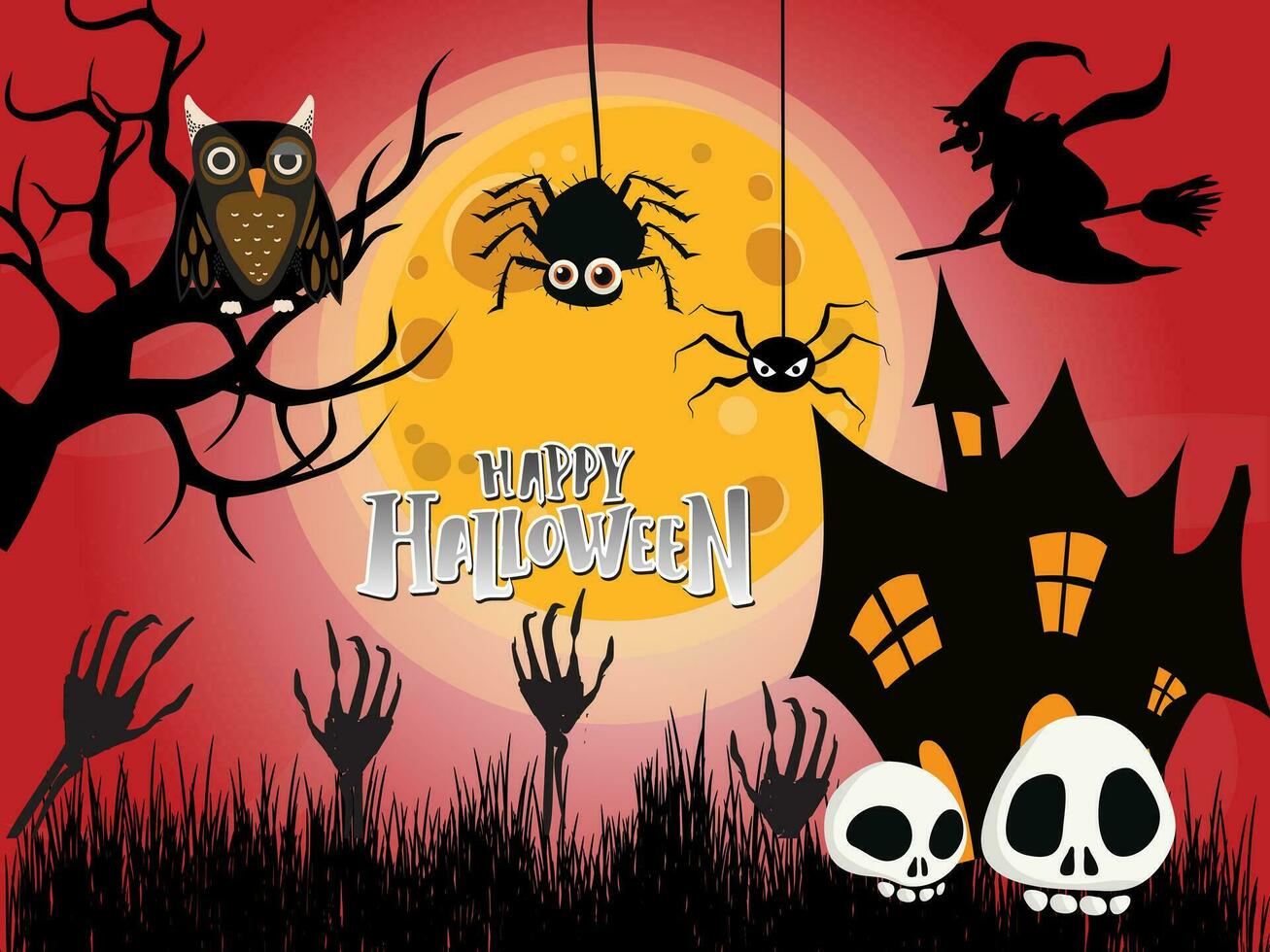 Halloween day festival icons for banners, cards, flyers, social media wallpapers, etc. Halloween illustration. vector