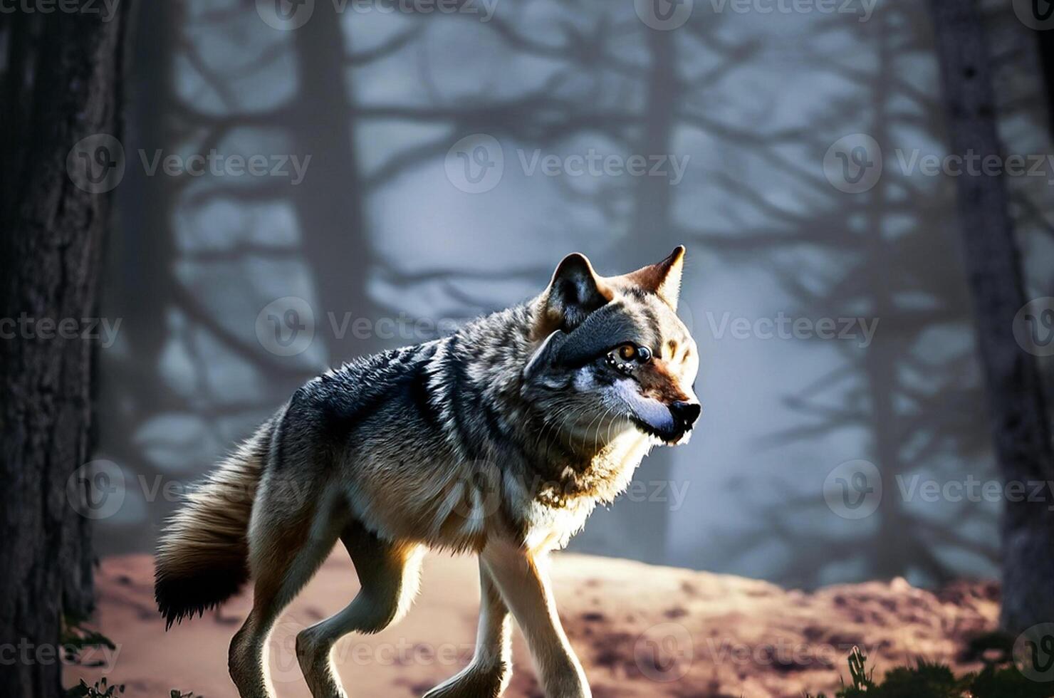 A wild wolf in the nature, photo