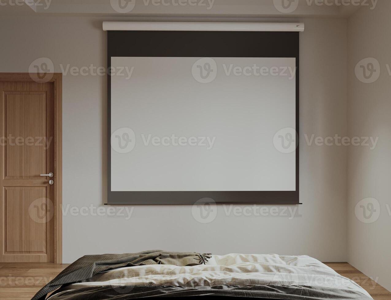 Projector Placement Instead of TV In Contemporary Bed Room 3D rendering