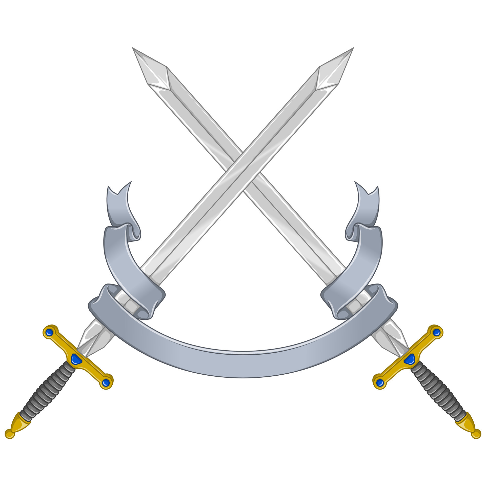 European medieval sword vector design, Medieval swords encircled with ...