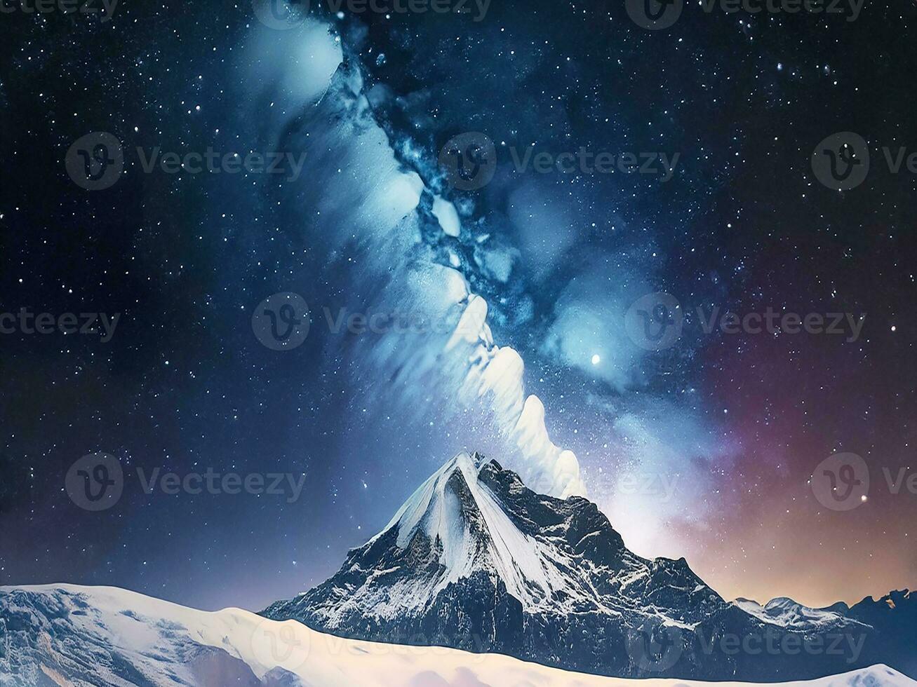 ai generado capturar el magnificencia de naturaleza en un soltero marco- un cubierto de nieve montaña foto