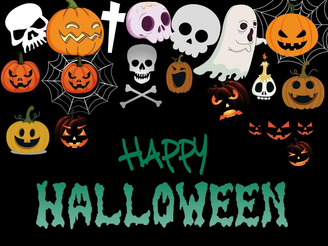 Halloween day festival icons for banners, cards, flyers, social media wallpapers, etc. Halloween illustration. vector