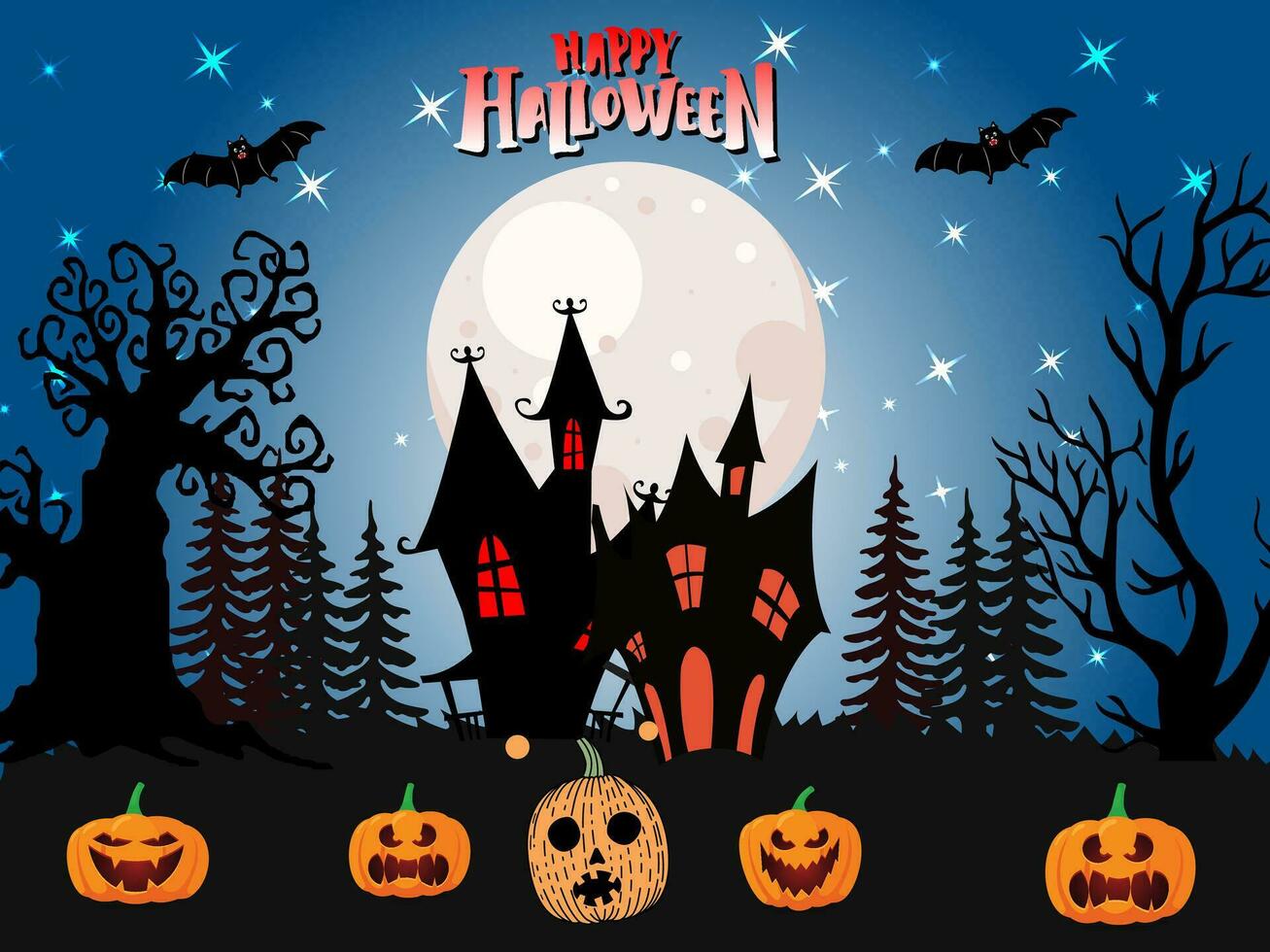 Halloween day festival icons for banners, cards, flyers, social media wallpapers, etc. Halloween illustration. vector