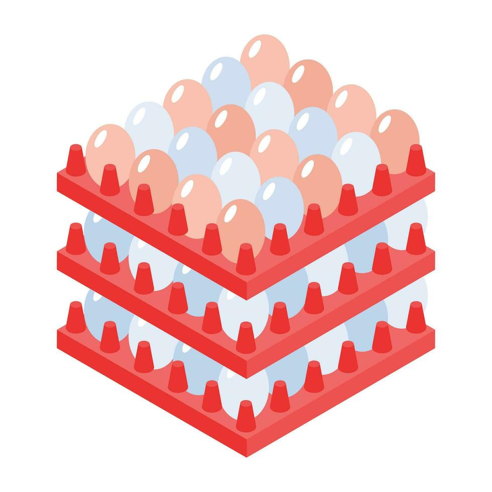 Check egg trays isometric icon vector