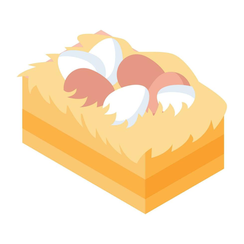 Catchy isometric icon of egg nest vector