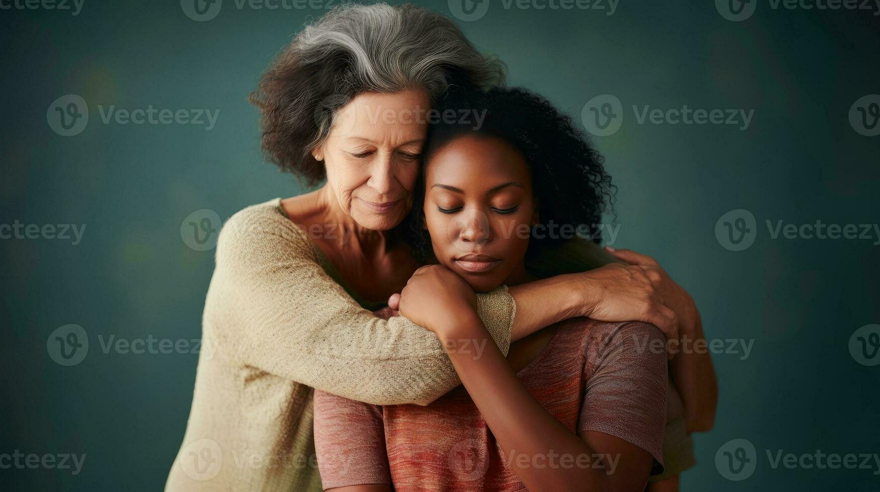 Group of women hugging themselves with love and care as a family, Day for the Elimination of Violence Against Women concept, Generative AI illustration photo