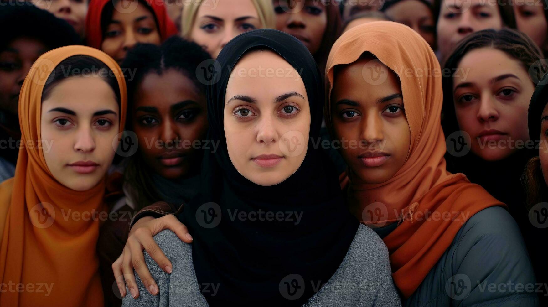 Group of women, world women with diversity and inclusivity, Day for the Elimination of Violence Against Women concept, Generative AI illustration photo