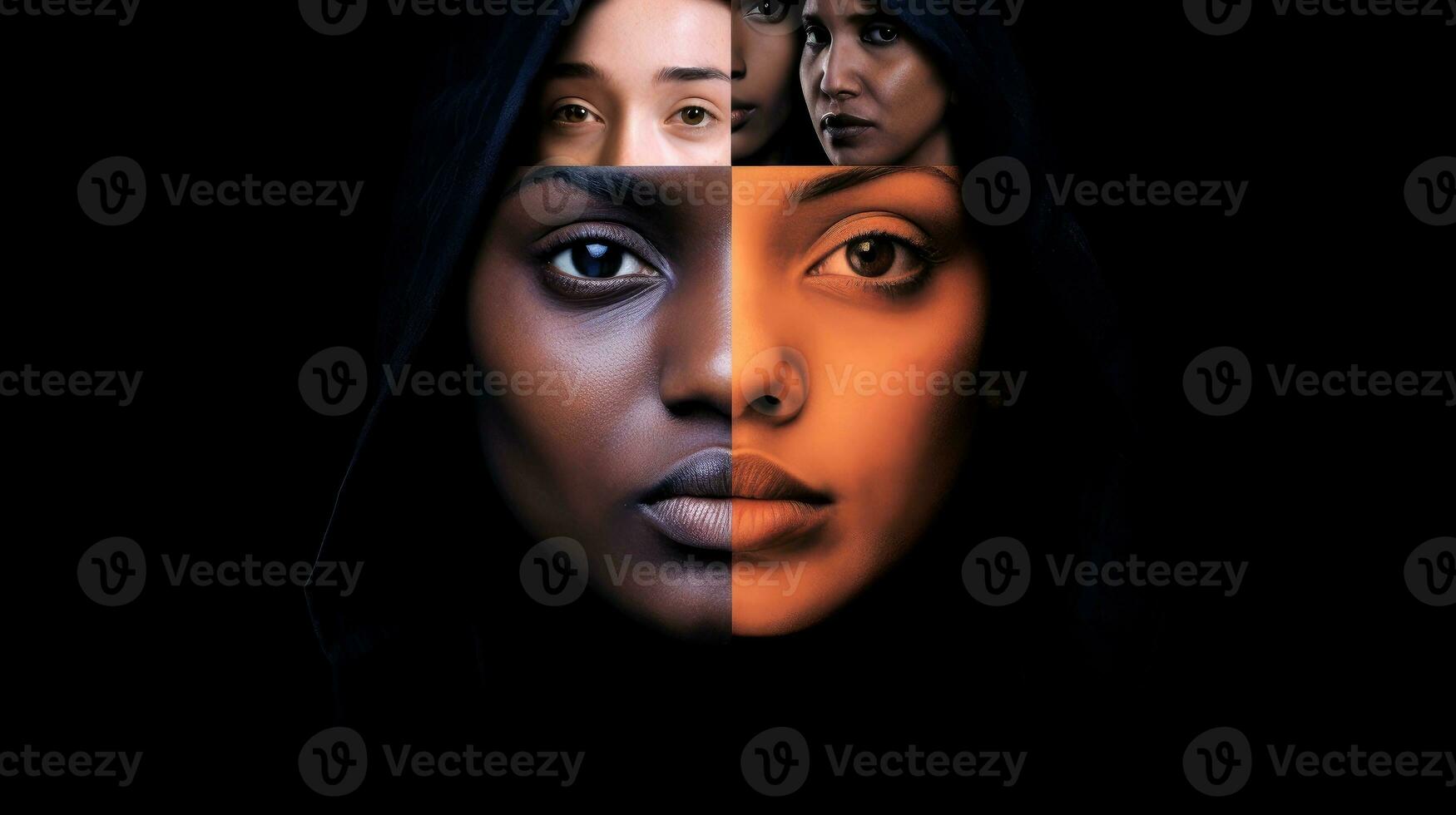 Portrait women, stop violence against Women,sexual abuse, human trafficking, Day for the Elimination of Violence Against Women concept , Generative AI illustration photo
