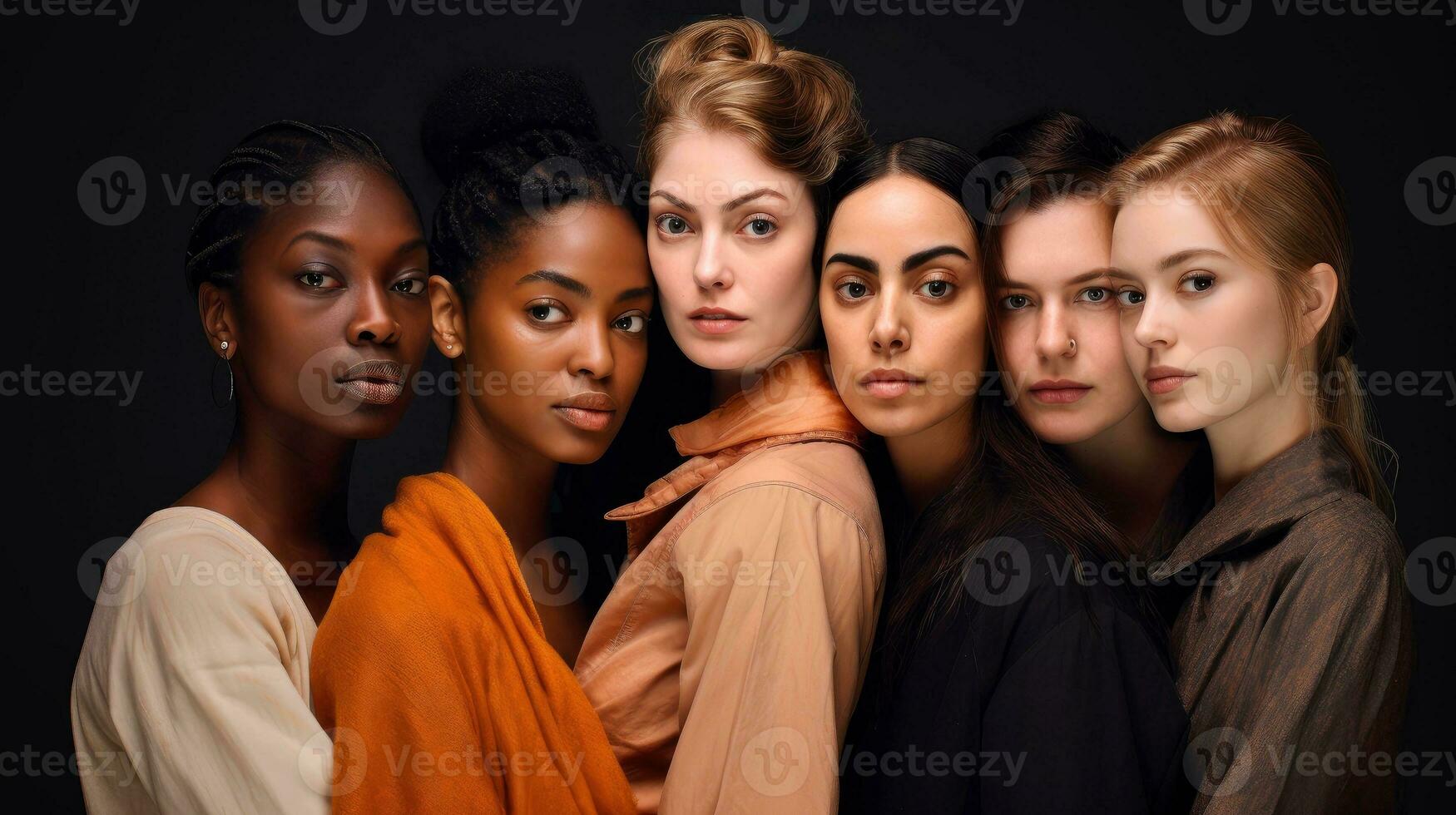 Group of women, world women with diversity and inclusivity, Day for the Elimination of Violence Against Women concept, Generative AI illustration photo