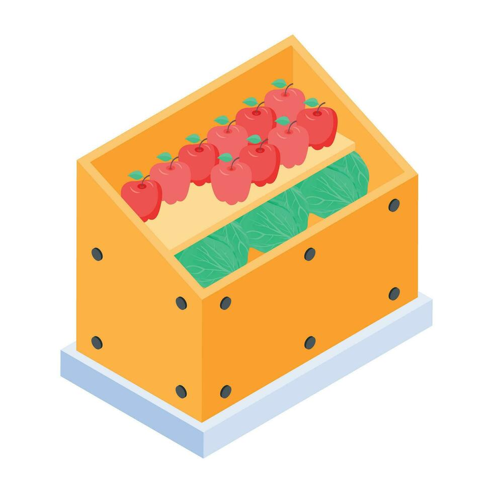 Modern isometric icon of vegetable and friut counter vector