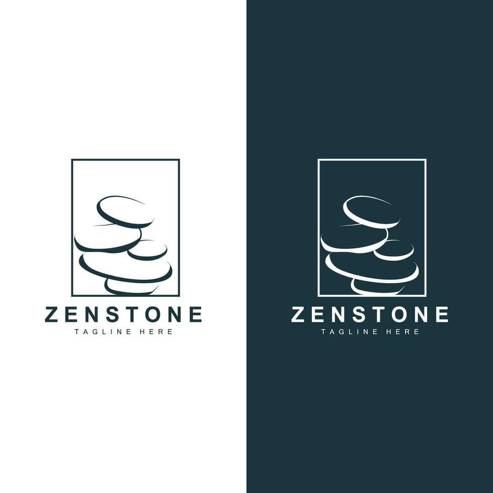 Stone Logo, Vector Zen Meditation Stone Balance Tranquility, Yoga Minimalist Simple Design, Silhouette Illustration