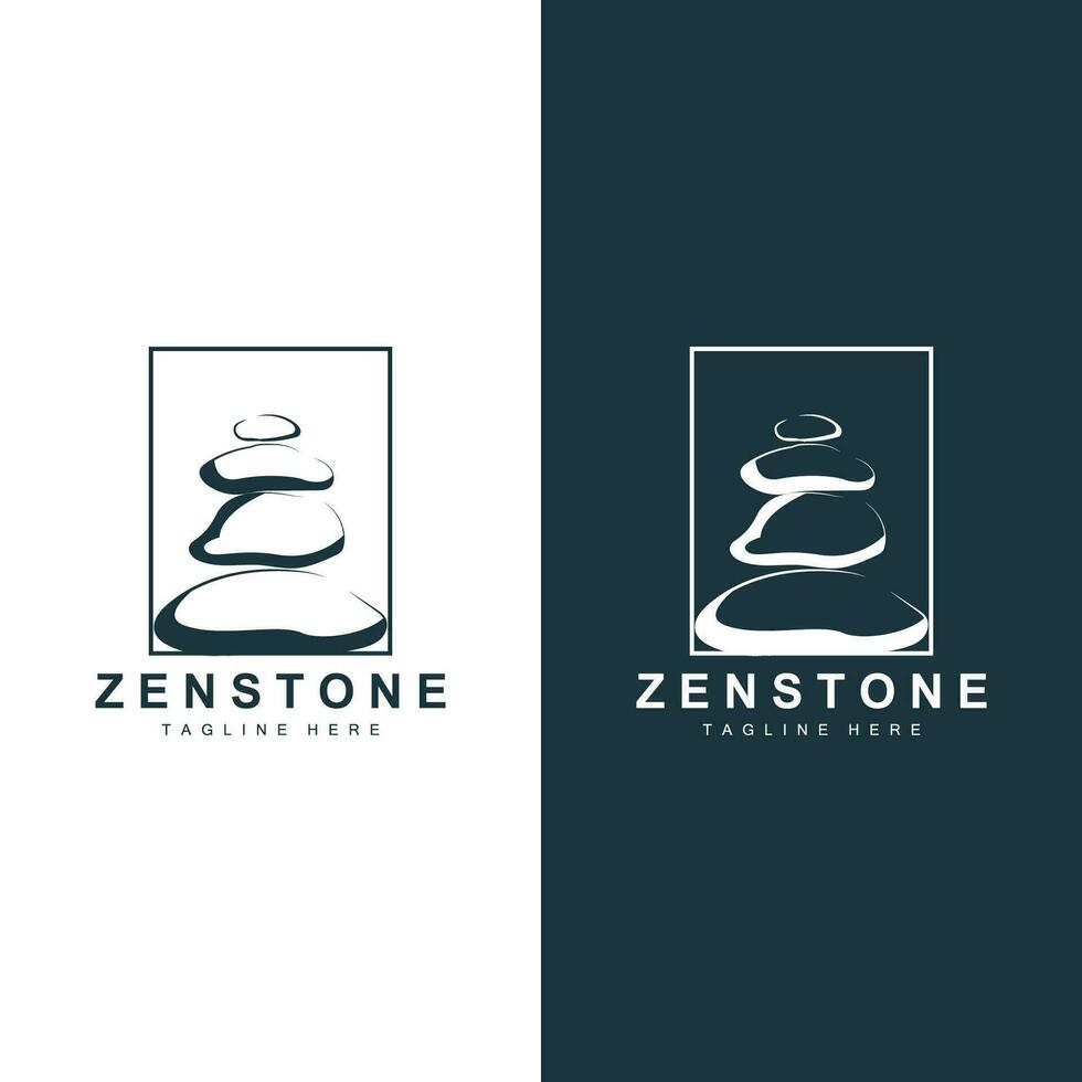 Stone Logo, Vector Zen Meditation Stone Balance Tranquility, Yoga Minimalist Simple Design, Silhouette Illustration