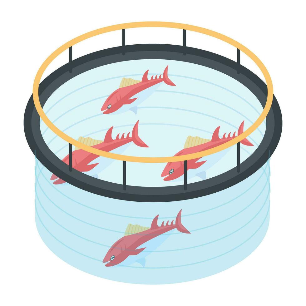 Catchy isometric icon of farm fish vector