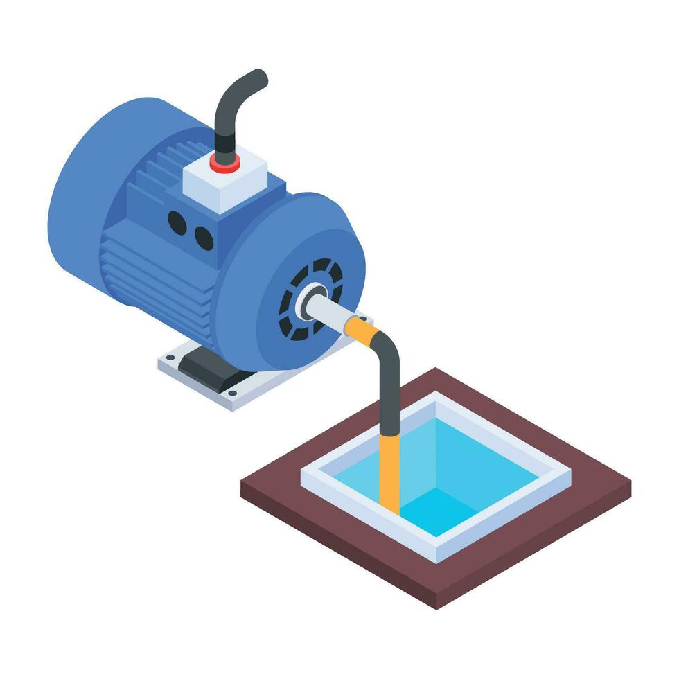 An isometric icon of water pump vector