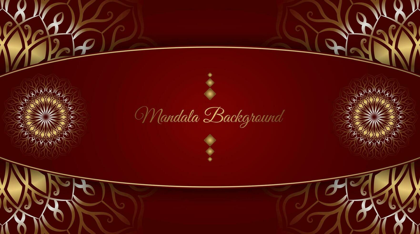 Red background with ornamental mandala vector