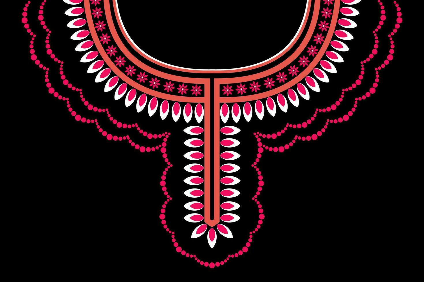ethnic collar lace oriental pattern. Aztec style embroidery abstract vector illustration. Designs for fashion texture, textile, fabric, shirt, cloth